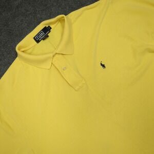 Ralph‎ Lauren Polo Shirt Mens Large Yellow Short Sleeve Classic Fit Logo
